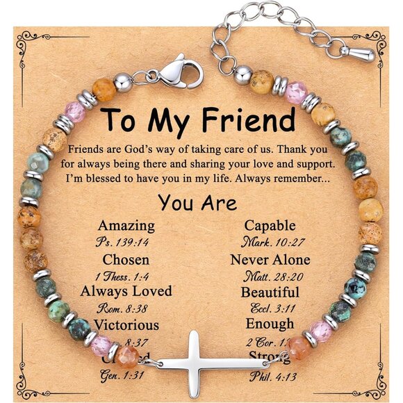 Christian Cross Bracelet for Women, Stocking Stuffers for Women, Confirmation Ba - Picture 1 of 7